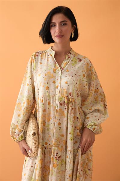 Defne Çiçeği Sarı Mango Elbise
