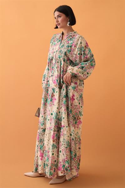 Defne Çiçeği Yeşil Mango Elbise