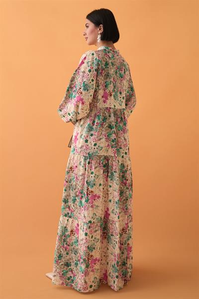 Defne Çiçeği Yeşil Mango Elbise