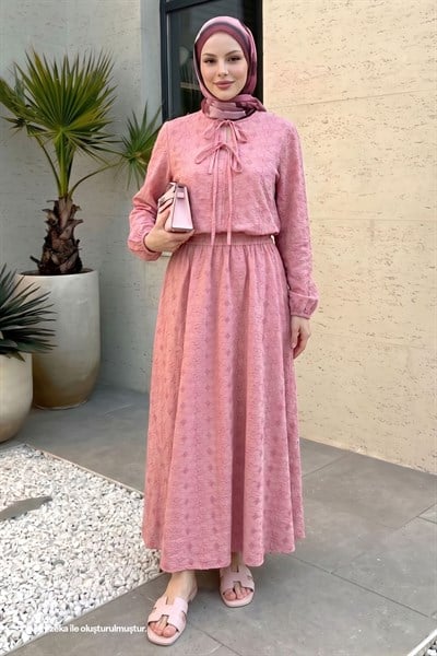 Desenli Brodeli Pudra Ayrobin Takım
