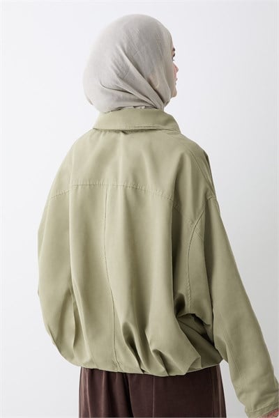 Dik Yaka Haki Bomber Ceket