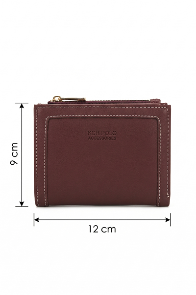 Dikiş Detaylı Bordo Kadın Cüzdan
