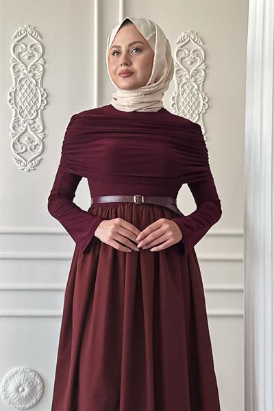 Drapeli Sandy Cotton Kırmızı Elbise