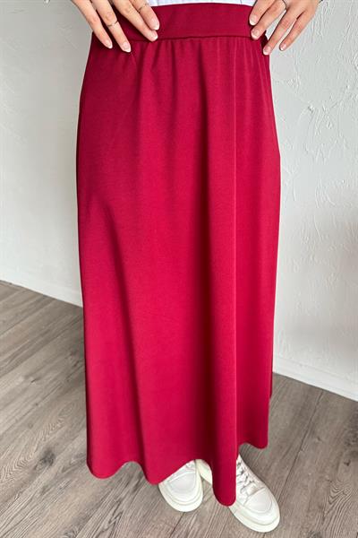 Duble Örme Kumaş Etek - Kırmızı