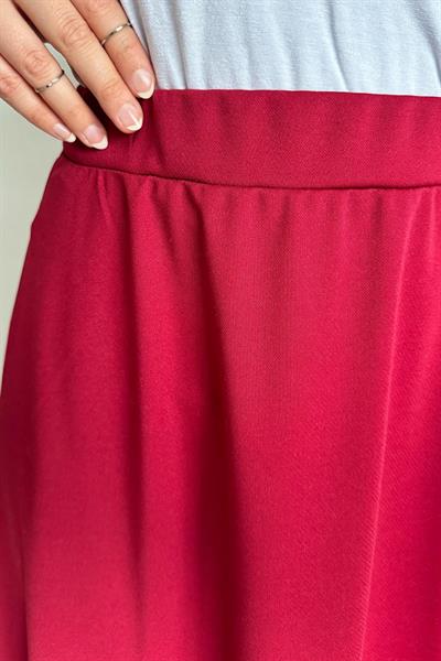 Duble Örme Kumaş Etek - Kırmızı