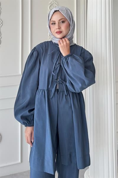 Düğümlü Salaş İndigo Takım