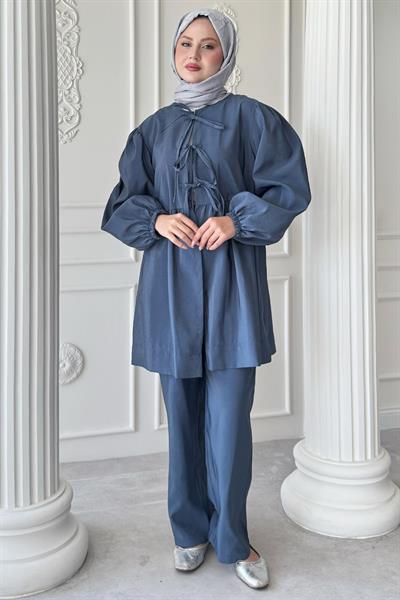 Düğümlü Salaş İndigo Takım