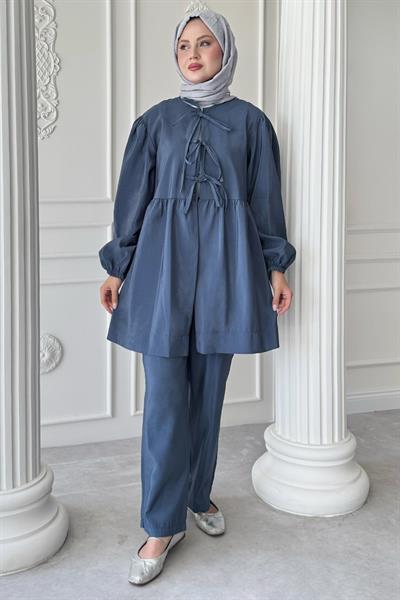 Düğümlü Salaş İndigo Takım