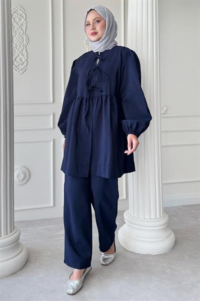 Düğümlü Salaş Koyu Lacivert Takım