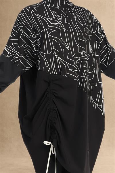 Düşük Omuz Kol Siyah Tesettür Mayo 6298A