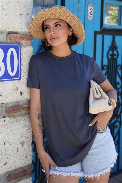 Düz Basic Tişört Antrasit