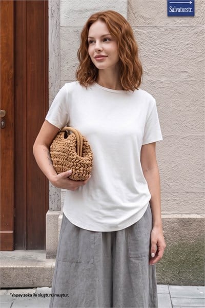 Düz Basic Tişört Beyaz