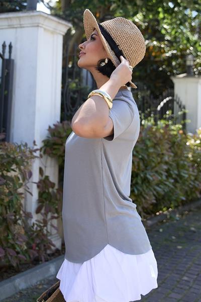 Düz Basic Tişört Gri