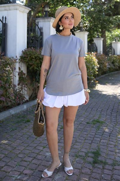 Düz Basic Tişört Gri