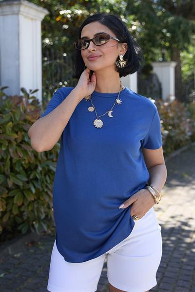 Düz Basic Tişört İndigo