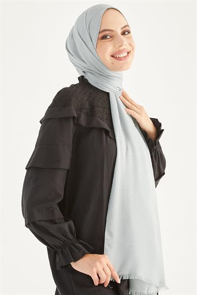 Elle F Desen Jakarlı Pamuklu Şal - Gri