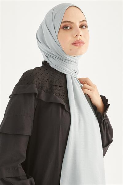 Elle F Desen Jakarlı Pamuklu Şal - Gri