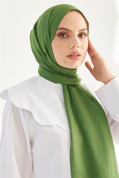 Elle F Desen Jakarlı Pamuklu Şal - Haki