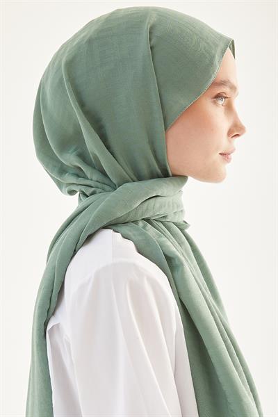 Elle F Desen Jakarlı Pamuklu Şal - Mint