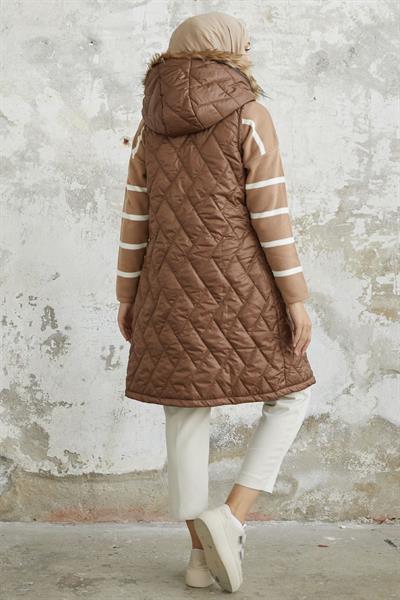 Elora Kapitone Şişme Yelek - Taba