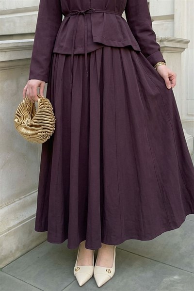 Eteği Dikişli İkili Mürdüm Takım