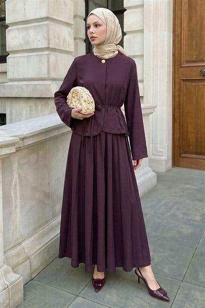 Eteği Dikişli İkili Mürdüm Takım