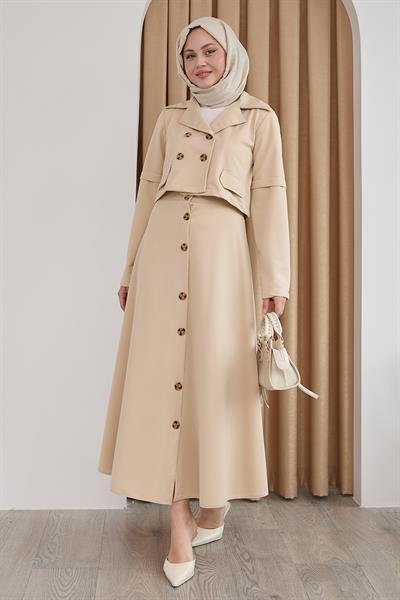 Eteği Düğmeli Taş İkili Takım