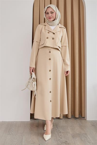 Eteği Düğmeli Taş İkili Takım