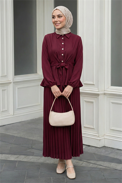 Eteği Piliseli Bordo Takım