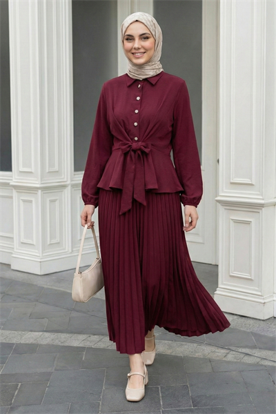 Eteği Piliseli Bordo Takım