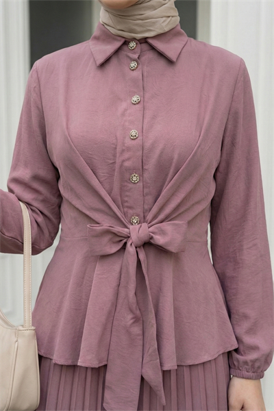 Eteği Piliseli Gül Kurusu Takım