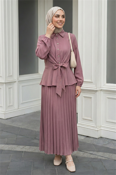 Eteği Piliseli Gül Kurusu Takım