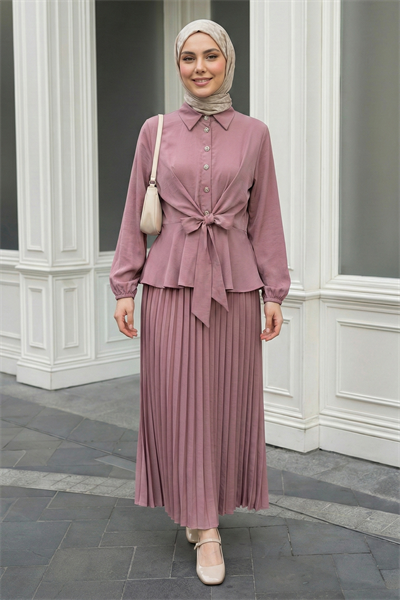 Eteği Piliseli Gül Kurusu Takım