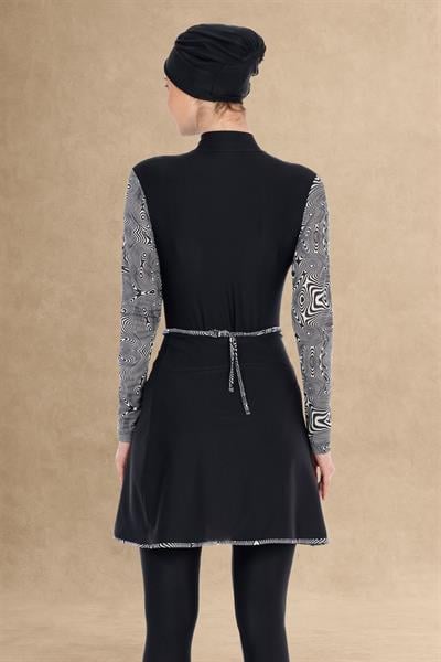 Etekli 5 Parça Beyaz Tesettür Mayo 6002A