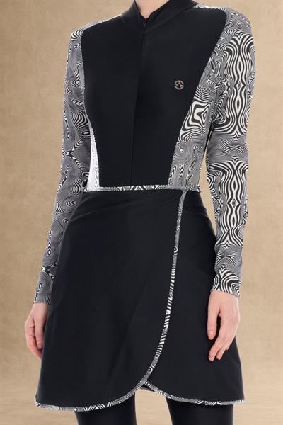 Etekli 5 Parça Beyaz Tesettür Mayo 6002A