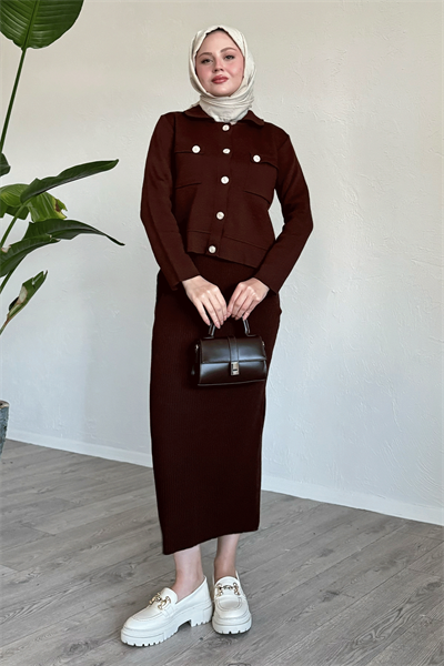 Etekli Ceketli Acı Kahve Takım