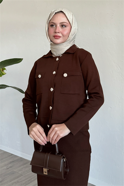 Etekli Ceketli Acı Kahve Takım
