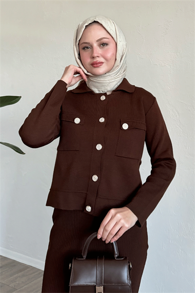 Etekli Ceketli Acı Kahve Takım