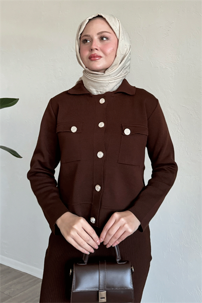 Etekli Ceketli Acı Kahve Takım