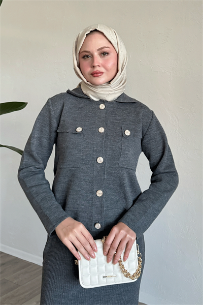 Etekli Ceketli Antrasit Takım