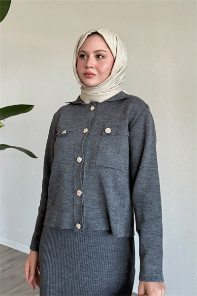 Etekli Ceketli Antrasit Takım