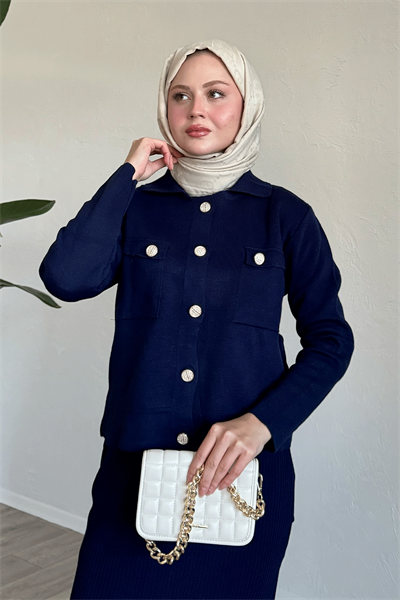 Etekli Ceketli Lacivert Takım