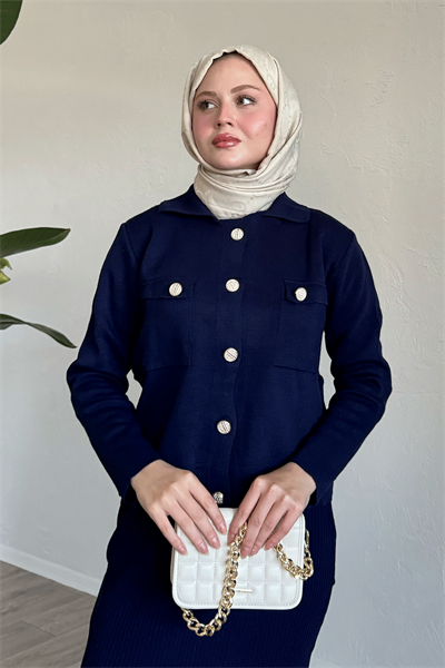 Etekli Ceketli Lacivert Takım