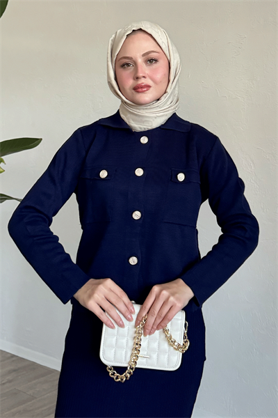 Etekli Ceketli Lacivert Takım