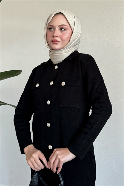Etekli Ceketli Siyah Takım