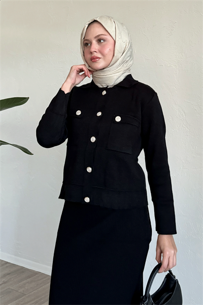 Etekli Ceketli Siyah Takım