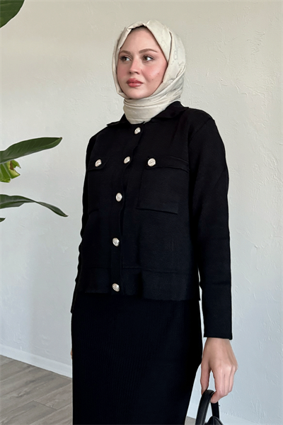 Etekli Ceketli Siyah Takım