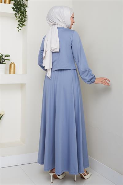 Etekli Fiyonk Detaylı Bebe Mavisi Takım