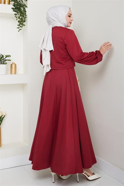 Etekli Fiyonk Detaylı Bordo Takım