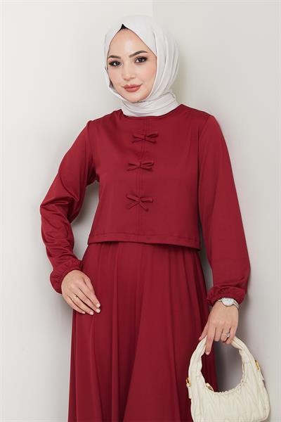 Etekli Fiyonk Detaylı Bordo Takım